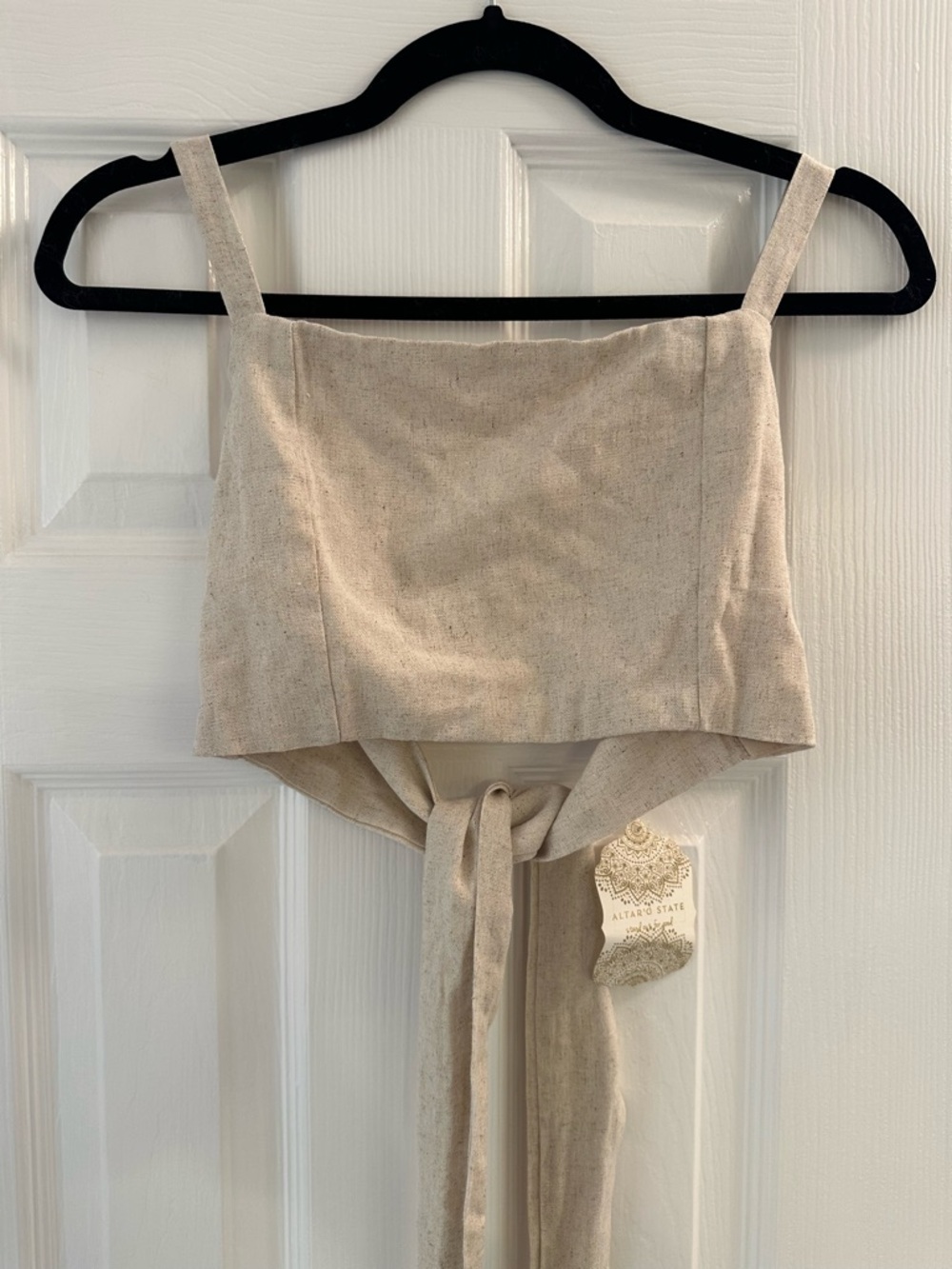 Altar'd State Natural Cream Tie-Back Crop Top